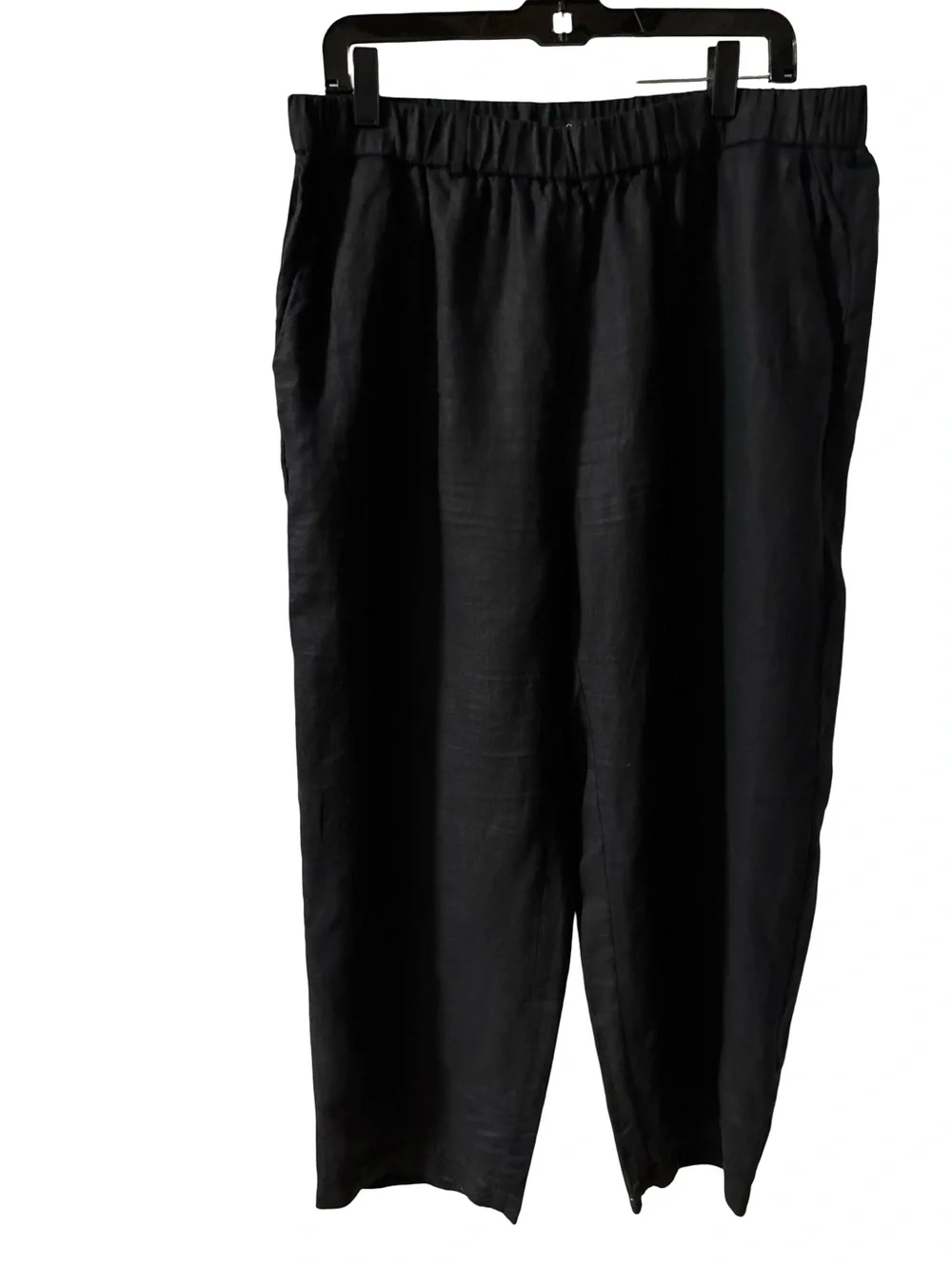 Quince Black Elastic-Waist Casual Linen Old Money Minimalist Pants Large